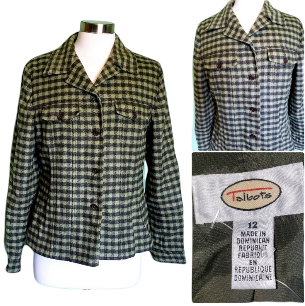Talbots Green/Black Plaid Wool Jacket NWT!